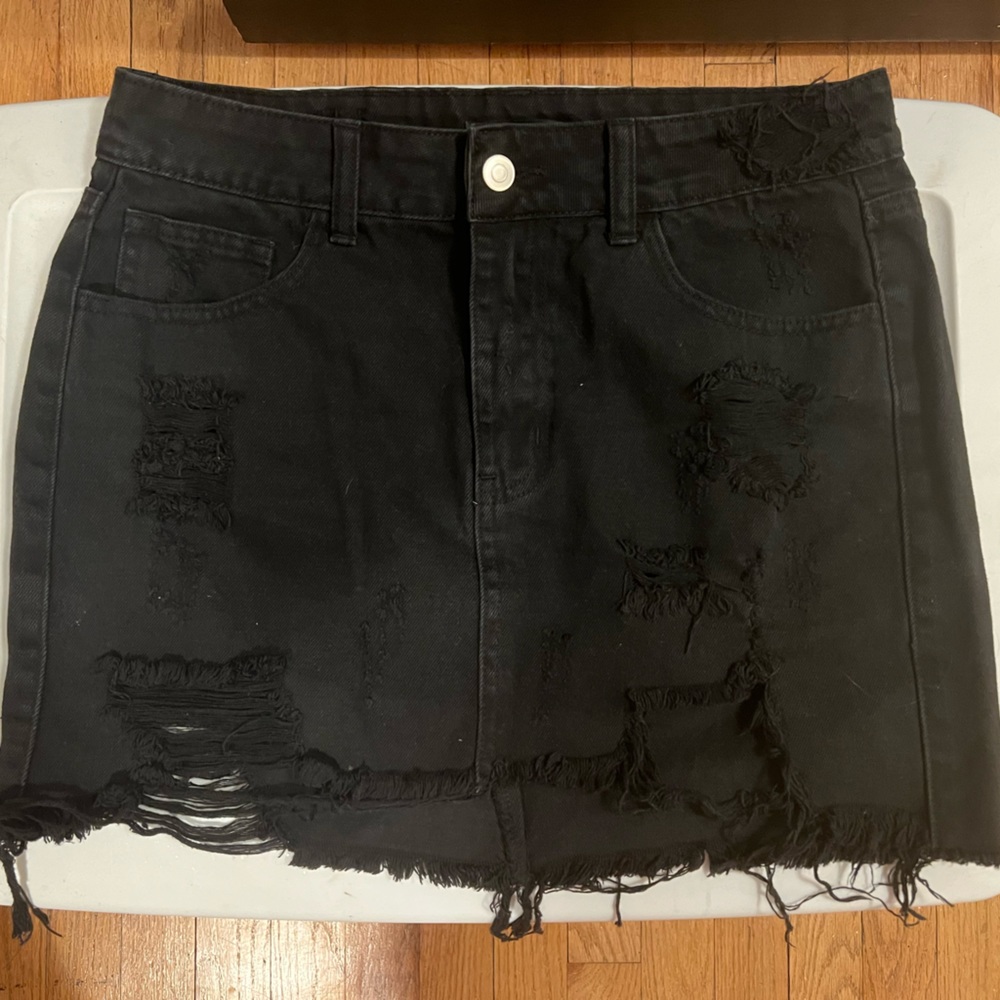 Black Denim Skirt